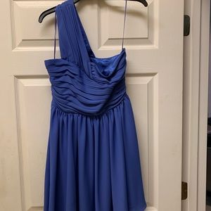 One shoulder blue dress